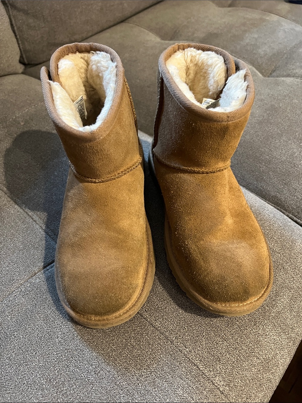 UGG Kids Short Chestnut Suede Shearling Boots